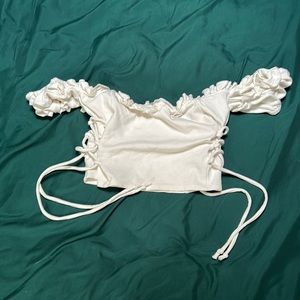 Fairy Angel White Laced sides Peasant top